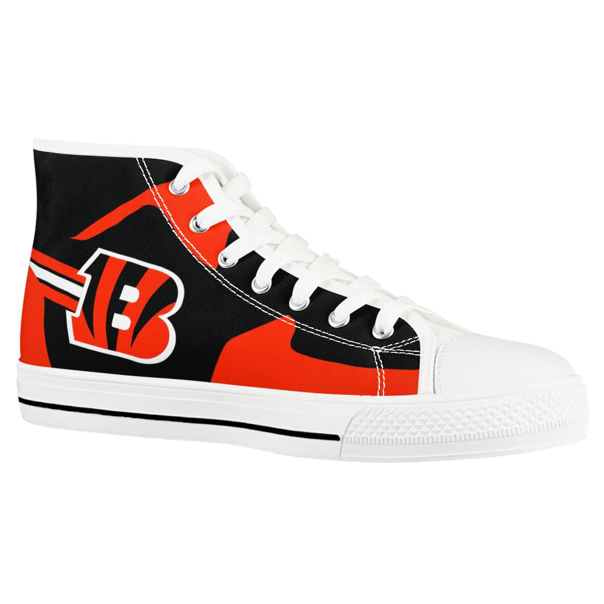 Women's Cincinnati Bengals High Top Canvas Sneakers 003 Women's Cincinnati Bengals High Top Canvas Sneakers 003